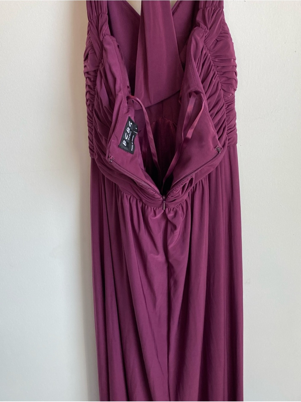 Plum BCBG Max Azria Halter Neck Ruched Maxi Dress Size2 - Picture 13 of 13
